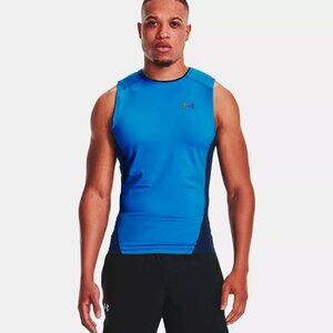 Under Armour Men's UA RUSH HeatGear 2.0 Compression Tank 1358232 Blue/Black SZ L